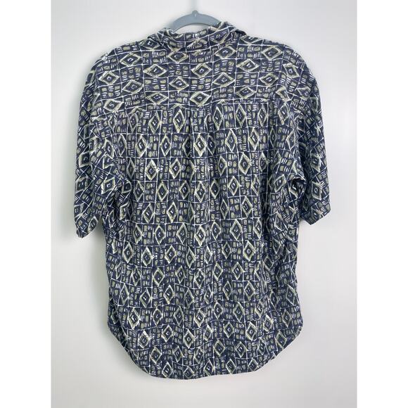 Men's Vintage Basic Addition Button Down Short Sleeve Shirt Black and White - Picture 4 of 4